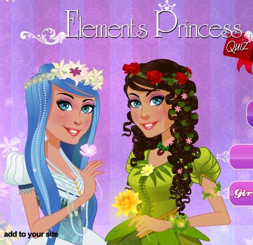 play elements princess quiz free flash game for girls